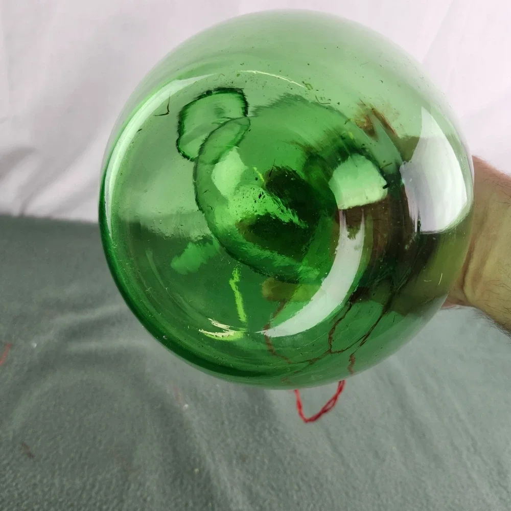 HAND BLOWN GREEN GLASS WINE DECANTER MADE IN ITALY 11